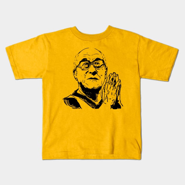 Dalai Lama XIV Praying Kids T-Shirt by Issho Ni